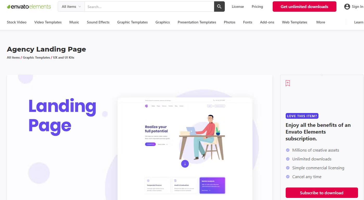Agency Landing Page on Envato Elements